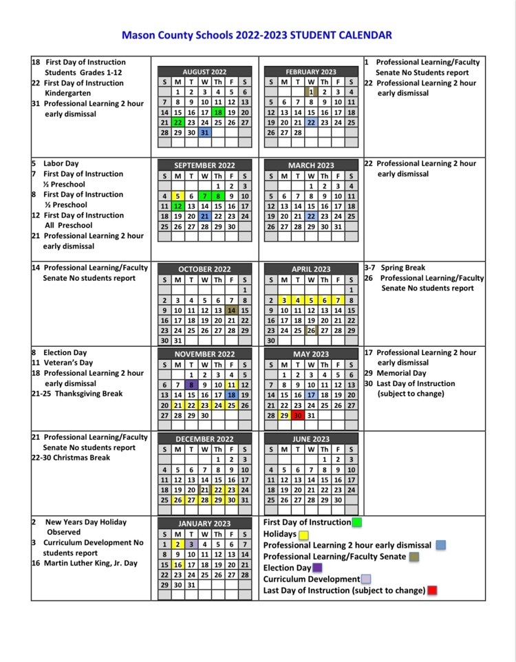 2022-2023 Student Calendar